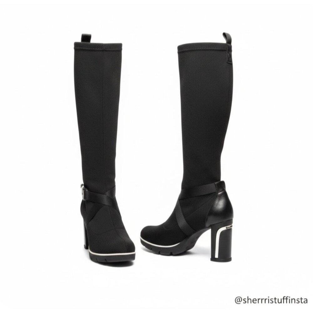 Gadea Black Stretch Sock Buckle Boots Leather Heels Made In Spain 37 Extralight - Picture 14 of 15